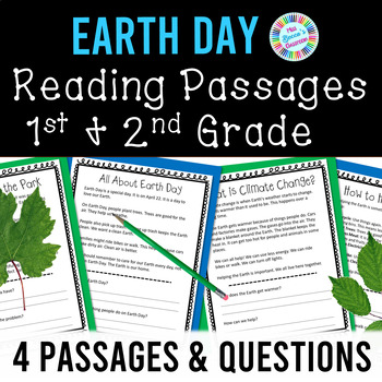 Preview of Earth Day Reading Comprehension Passages & Questions 1st Grade & 2nd Grade