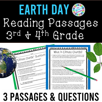 Preview of Earth Day Reading Comprehension Passages & Questions 3rd Grade & 4th Grade