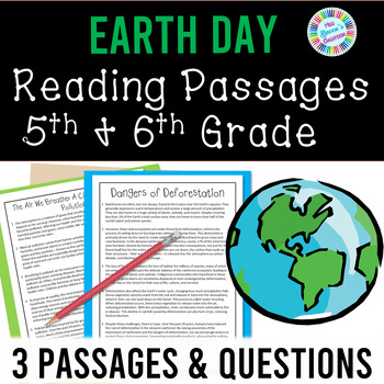 Preview of Earth Day Reading Comprehension Passages & Questions for 5th Grade & 6th Grade
