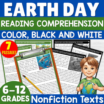 Preview of Earth Day Reading Comprehension Passages & Questions Bundle April Spring