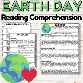 Preview of Earth Day Reading Comprehension Activities for Close Reading or Guided Reading