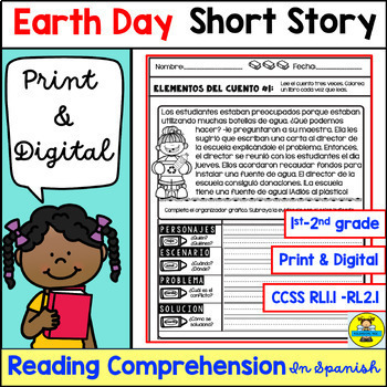 Preview of Earth Day Reading Comprehension in Spanish Día de la Tierra Comprensión Lectura