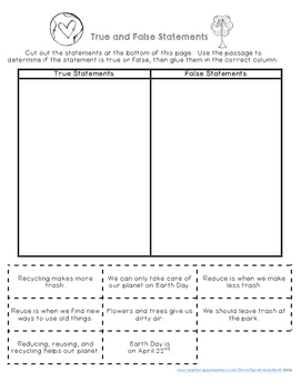 Earth Day Reading Comprehension with Writing Extension ...