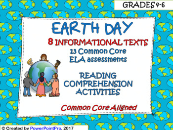 Preview of Earth Day Reading Informational Texts Common Core Assessments