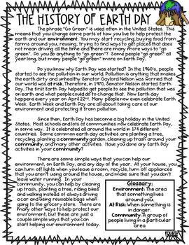 Earth Day Reading Passage by Fantastically Fourth Grade | TpT