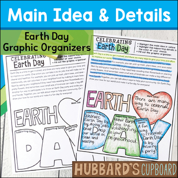 Preview of Earth Day Activities - Main Idea & Details Supporting - Graphic Organizers