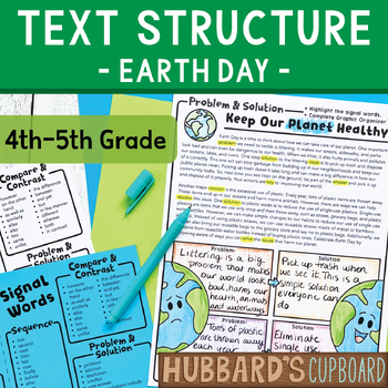 Preview of Earth Day Reading Passages -Text Structure Graphic Organizers and Signal Words