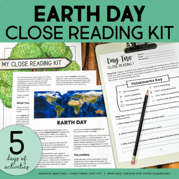 Preview of Earth Day ELA  Activities - Reading Comprehension Passages Questions & Writing