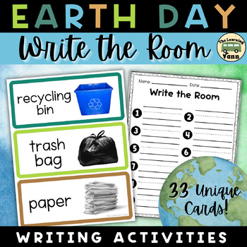 Preview of Earth Day Real Picture Writing Activity | Kindergarten Write the Room | Recycle
