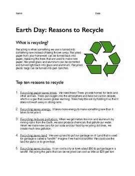 Preview of Earth Day: Reasons to Recycle