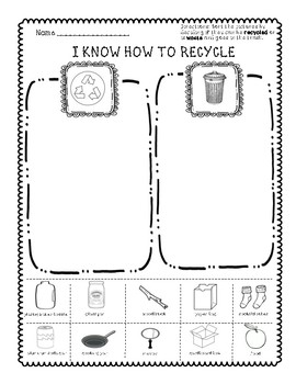 earth day recycling worksheets