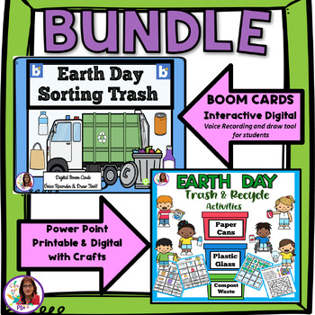 Preview of Earth Day Sort & Recycle Trash BUNDLE Boom Cards & PowerPoint & Crafts