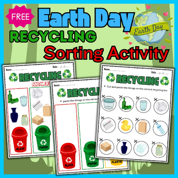 Preview of Earth Day Recycling Cut and Paste Activity ( Sorting Activity)