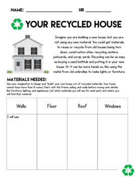 Preview of Earth Day: Build A Recycling House PBL