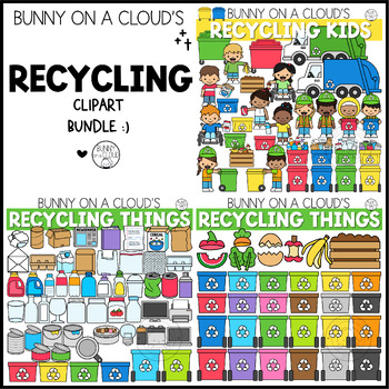 Preview of Earth Day Recycling Kids and Things Clipart Bundle by Bunny On A Cloud