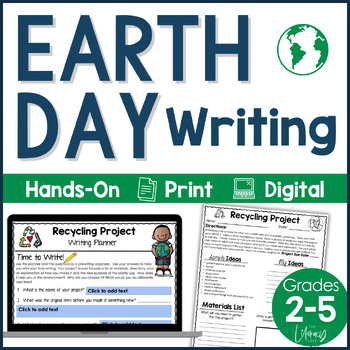 Preview of Earth Day Writing Project Based Learning Recycle Activity 2nd 3rd 4th 5th Grade