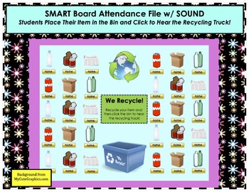 Preview of Earth Day Recycling SMART Board Attendance Activity w/ SOUND