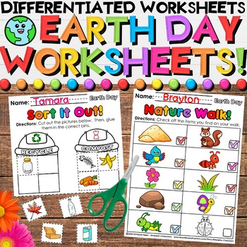 Preview of Earth Day & Recycling Worksheet Activities for Math, Literacy, Science & Social