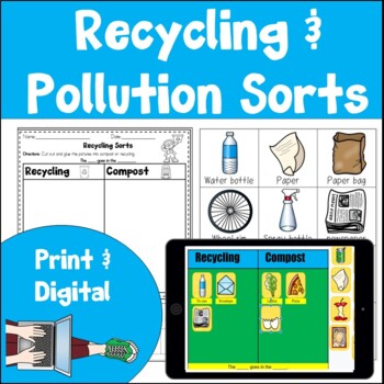 Preview of Earth Day Recycling and Pollution sorts Print and Digital