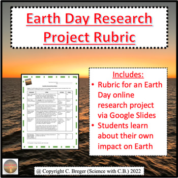 Preview of Earth Day Research Project Rubric