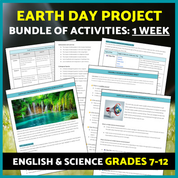 Preview of Earth Day Research Project with Rubric, Public Service Announcement PSA Bundle