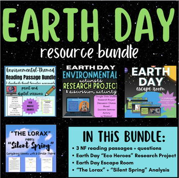 Preview of Earth Day Resources Bundle: Reading Passages, Escape Room, Research, Allegory