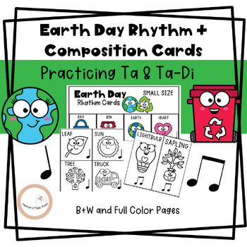 Preview of Earth Day Rhythm Composition Cards for Lower Elementary Music || NO PREP