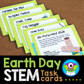 Preview of Earth Day STEM Activities & Challenges Task Cards + SeeSaw
