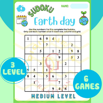 Preview of Earth Day SUDOKU critical thinking morning work math activities middle 7th 8th