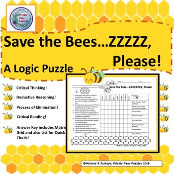 Preview of Save The Bees Logic Puzzle