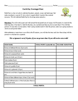 Preview of Earth Day Scavenger Hunt