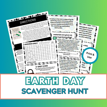 Preview of Earth Day Scavenger Hunt - Reading Comprehension activity