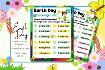 Preview of Earth Day Scavenger Hunt Worksheets craft activities