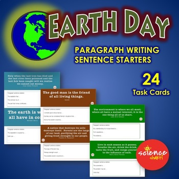 Preview of EARTH DAY Science Bell Ringer GROWTH MINDSET Paragraph, Sentence Starters