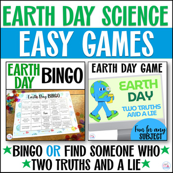 Preview of Earth Day 2024 Science Activities 5th Grade to 10th Games Bingo & 2 Truths 1 Lie