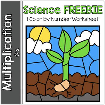 Preview of Earth Day Science Math FREEBIE! | Seedling Multiplication Color by Number