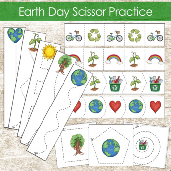 Preview of Earth Day Scissor Skills Cutting Strips