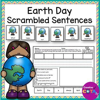 Preview of Occupational Therapy Earth Day Scrambled Build a Sentence Writing Activities