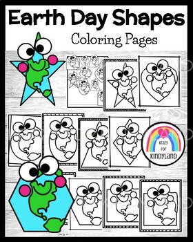 Preview of Earth Day Shape Coloring Pages - Earth - Recycling Kindergarten Activity