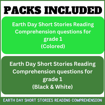 Earth Day Short Stories Reading Comprehension with Questions for Grade ...