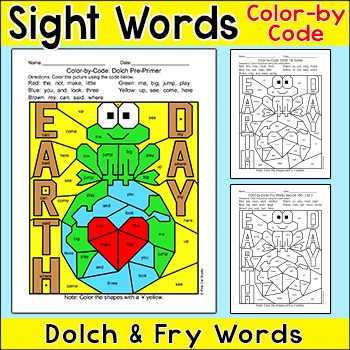 Preview of Earth Day Color by Sight Words Hidden Picture Activity - Fun for Morning Work