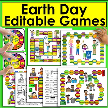 Preview of Earth Day EDITABLE Game Boards Sight Words Math Facts and More Set 1