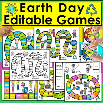 Preview of Earth Day EDITABLE Game Boards Sight Words, Letters, Phonemes, cvc Words, Math