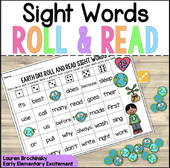 Preview of Earth Day Sight Words Roll & Read