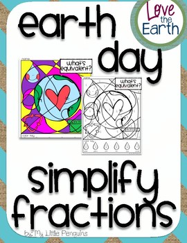 Preview of Earth Day Simplify Fractions Coloring page (no prep)