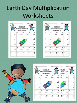 Preview of Earth Day Single Digit Multiplication Worksheets