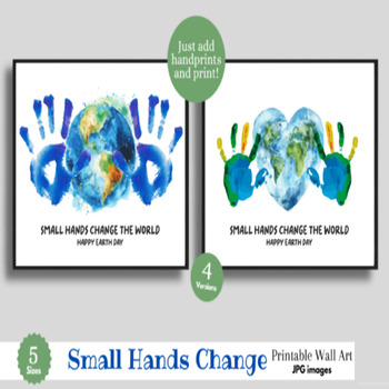 Preview of Earth Day Small Hands Handprint Craft, HOMESCHOOL CLASSROOM DECOR