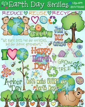 Preview of Earth Day Smiles - Clip Art for Conservation, Earth Day and Arbor Day