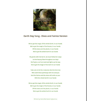Preview of Earth Day Song - Fairies and Elves Version - Free Lyric Sheet