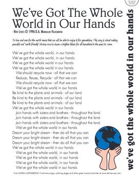Earth Day Song Lyric Sheet By World Music With Daria Tpt